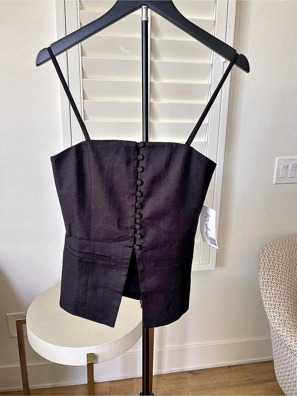12TH TRIBE Black Button Front Vest Size XS Like New